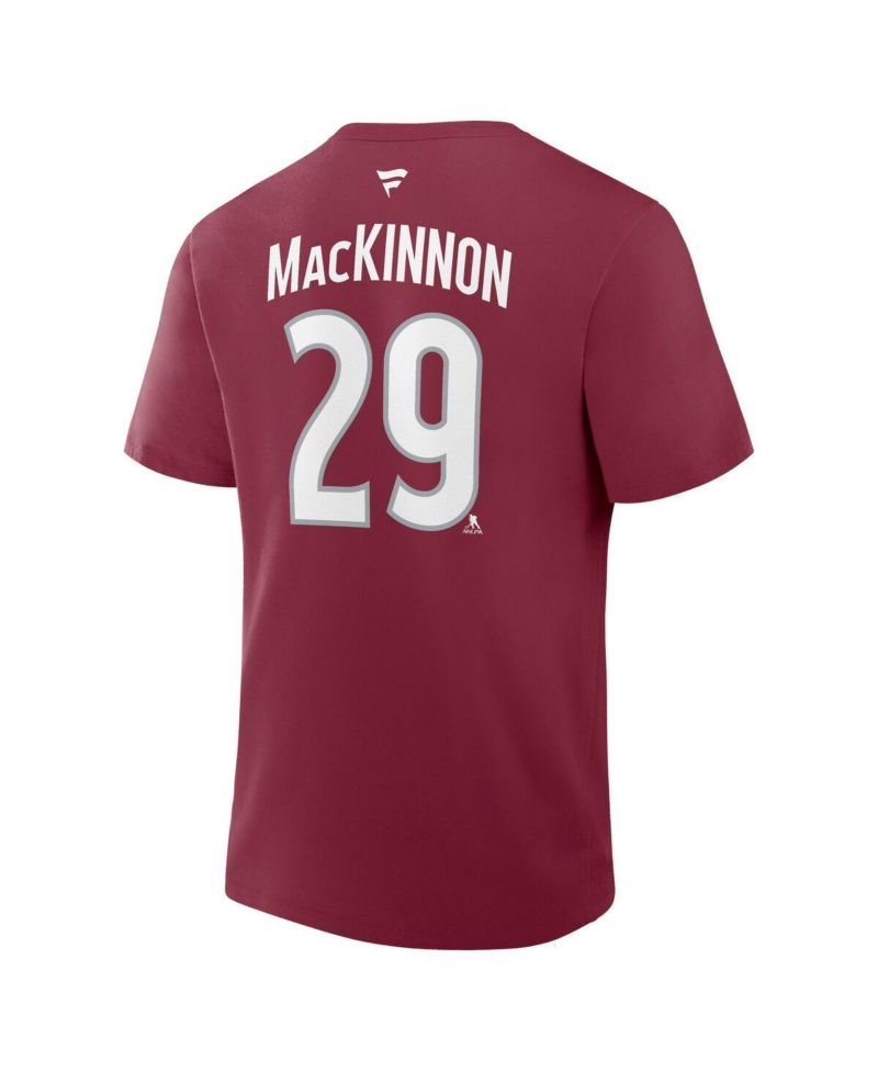 Men's Nathan MacKinnon Burgundy Colorado Avalanche Authentic Stack Name & Number T-Shirt