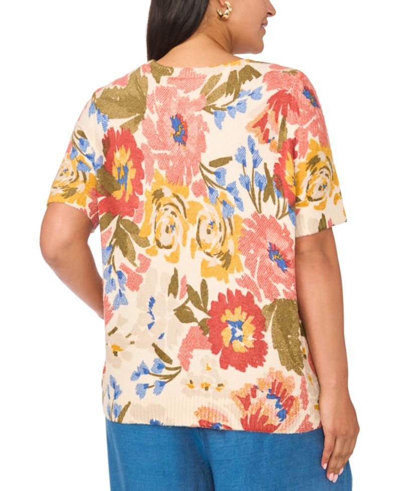Plus Size Short-Sleeve Crewneck Sweater