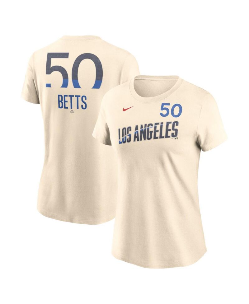 Women's Mookie Betts Cream Los Angeles Dodgers 2024 City Connect Fuse Name & Number T-Shirt