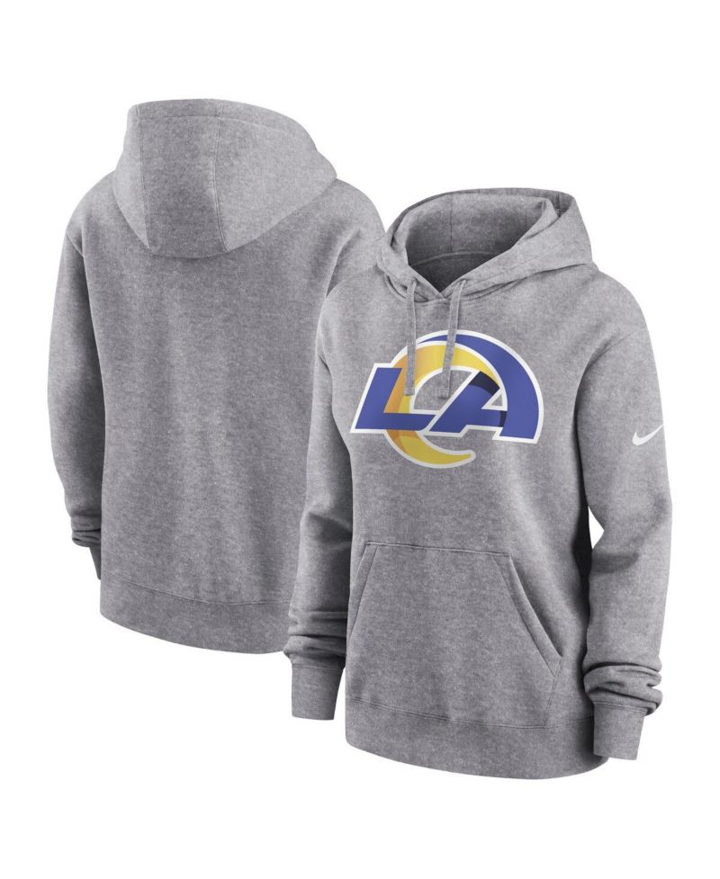 Women's Heather Gray Los Angeles Rams Team Logo Club Fleece Pullover Hoodie