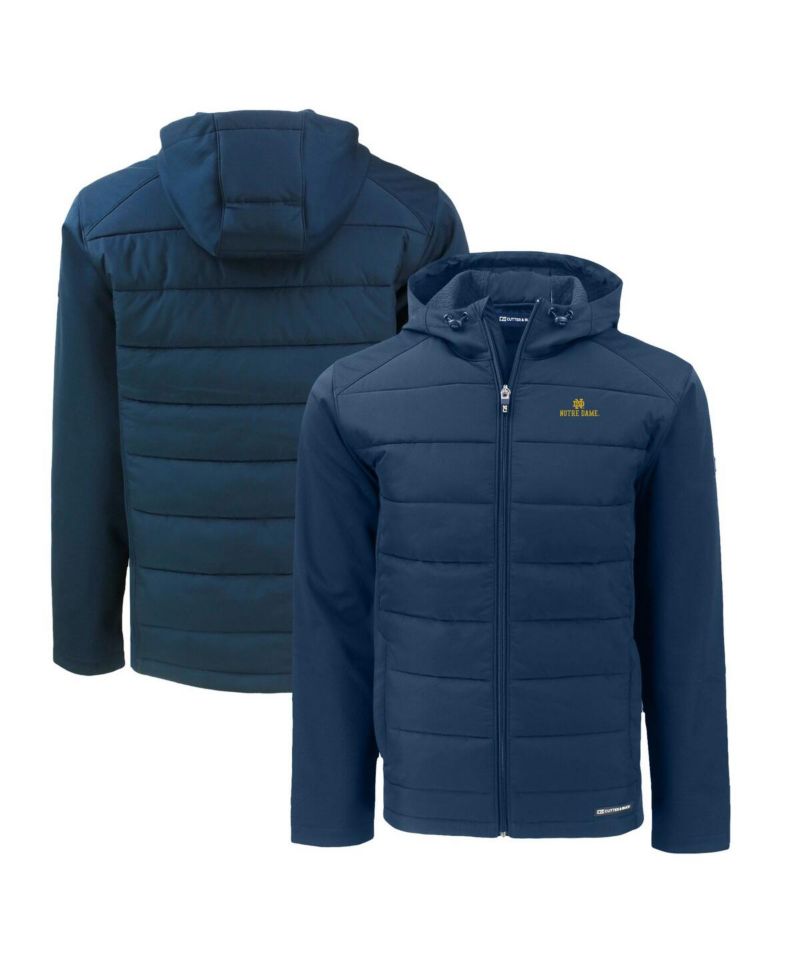 Men's Navy Notre Dame Fighting Irish Evoke Hybrid Softshell Full-Zip Hoodie Jacket