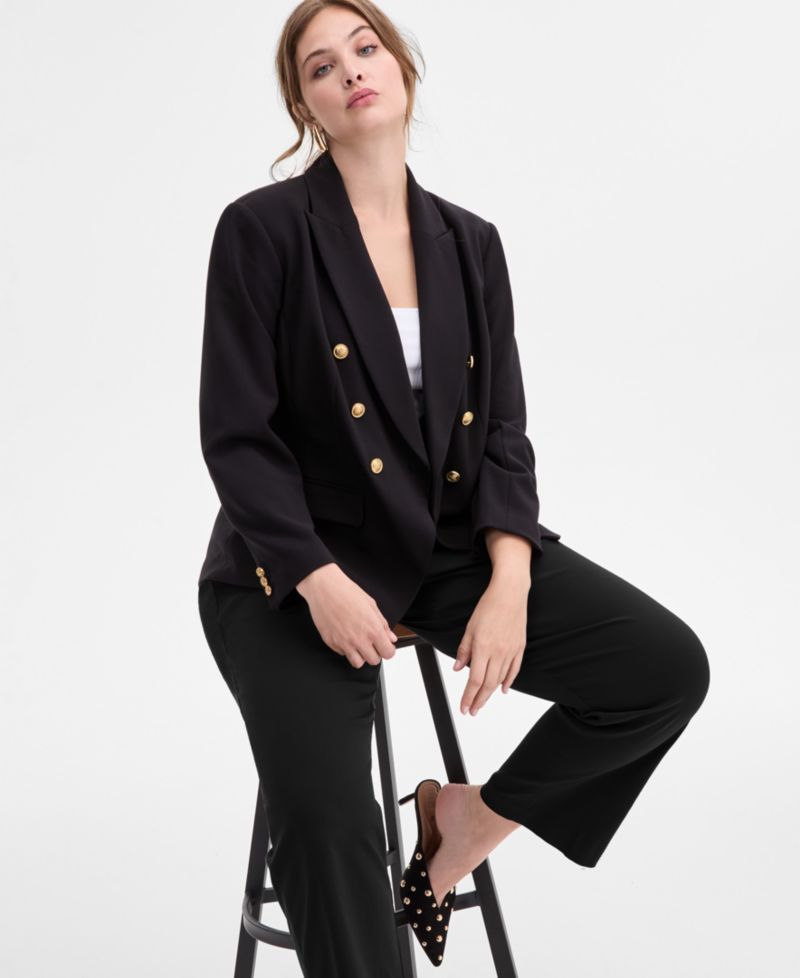 Plus Size Mid-Rise Pull-On Straight-Leg Pants