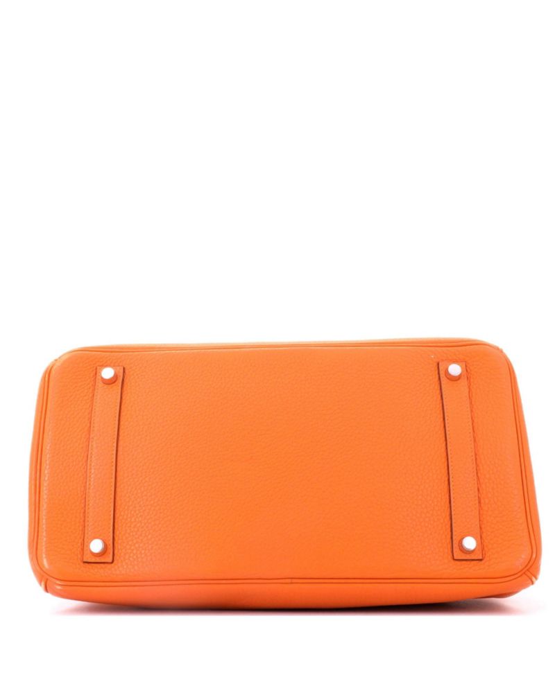 Sirkin 35 Handbag Orange Clemence with Palladium Hardware