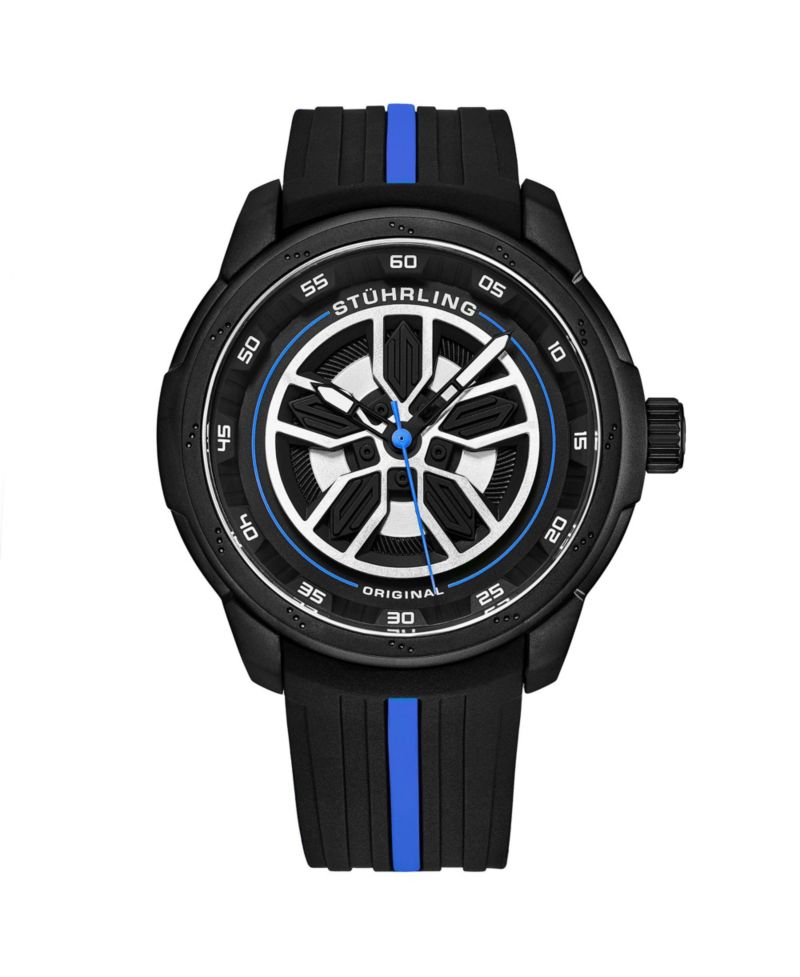 Men's 984 Quartz 44mm Aviator Multi Layered Dial Silicone Strap Men's Watch