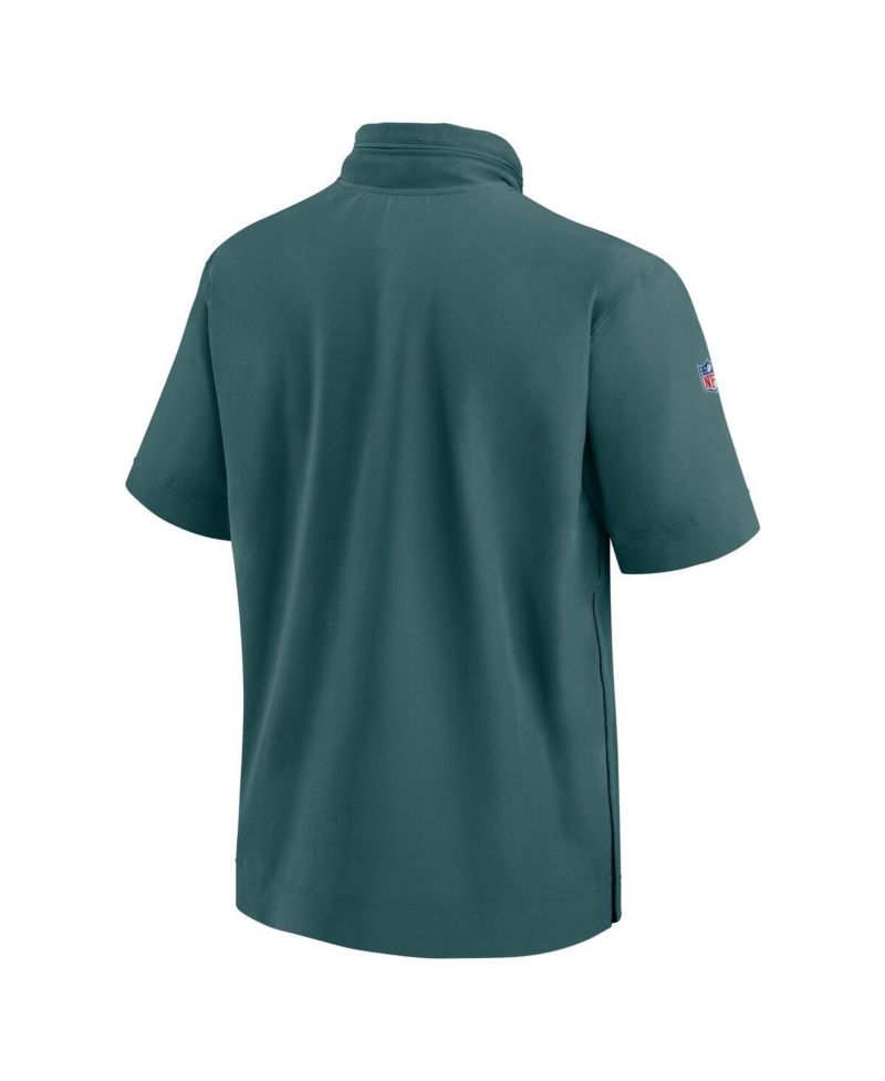 Men's Midnight Green Philadelphia Eagles 2024 Sideline Coach Short Sleeve Half-Zip Hoodie Jacket