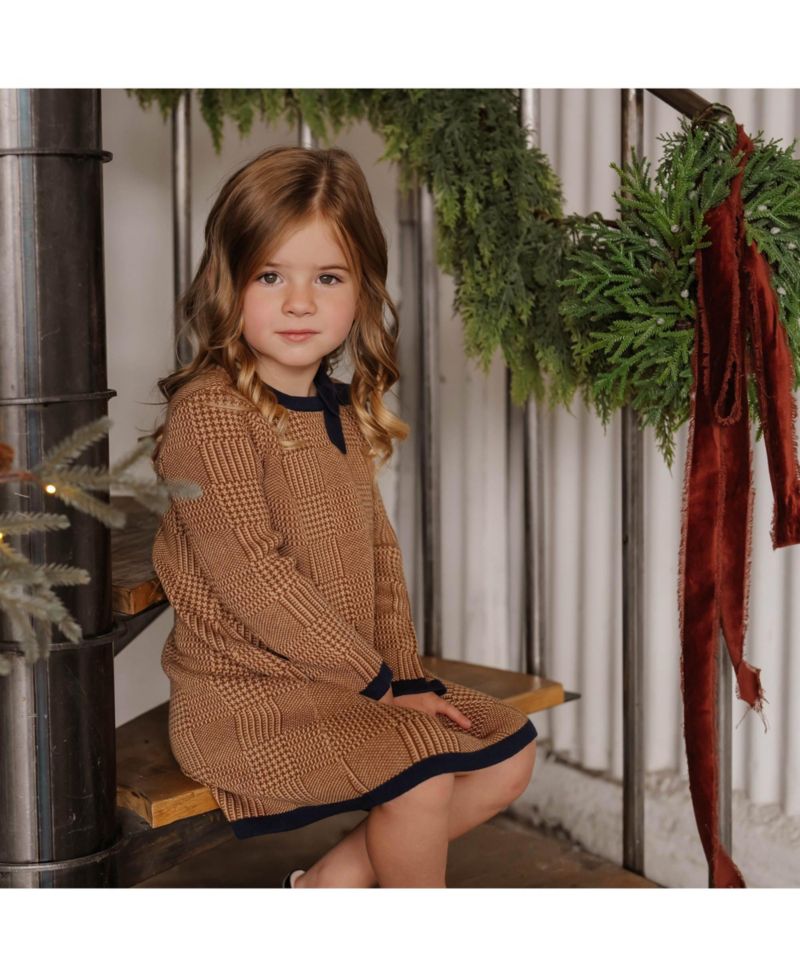 Baby Girls Hope and Henry Organic Long Sleeve Bow Detail Intarsia Sweater Dress