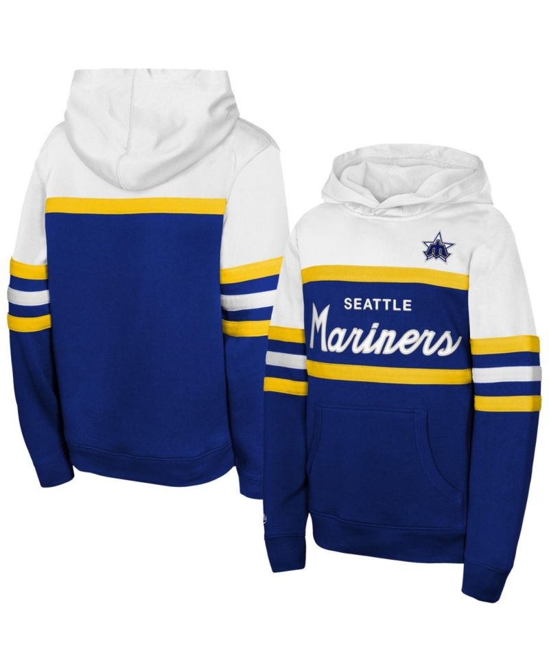Big Boys and Girls Royal Seattle Mariners Throwback Head Coach Hoodie