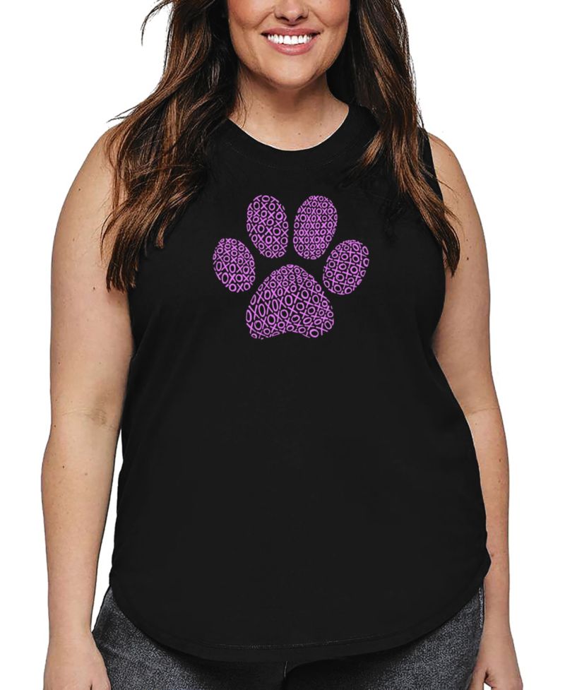 Plus Size XOXO Dog Paw Word Art Tank Top