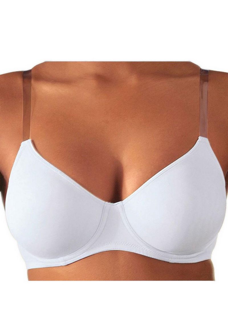 Women's Clear Strap Underwire Non-Padded T-Shirt Bra