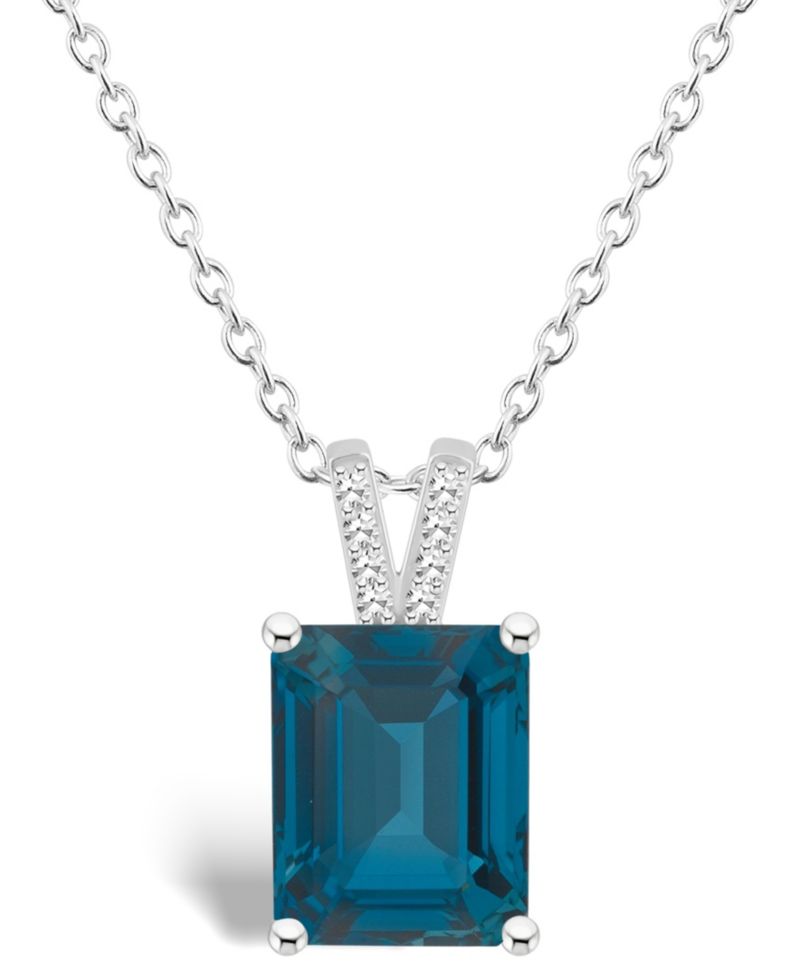 Women's London Blue Topaz (4-1/4 ct.t.w.) and Diamond Accent Pendant Necklace in Sterling Silver
