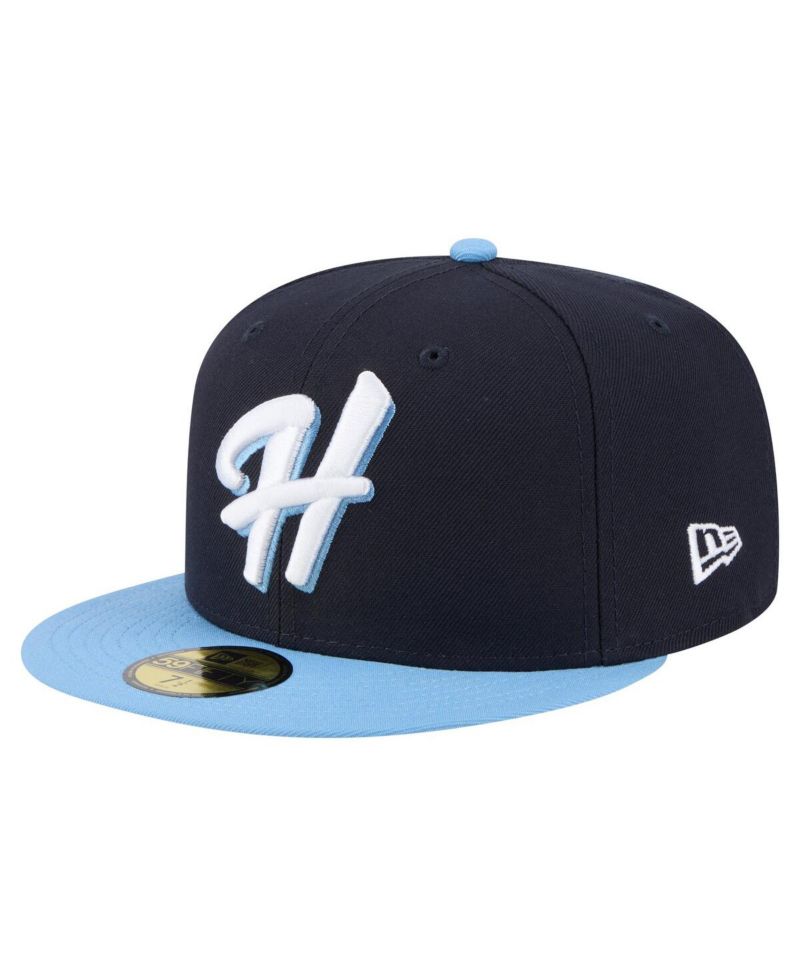 Men's Navy/Light Blue Hillsboro Hops Authentic Collection 59FIFTY Fitted Hat