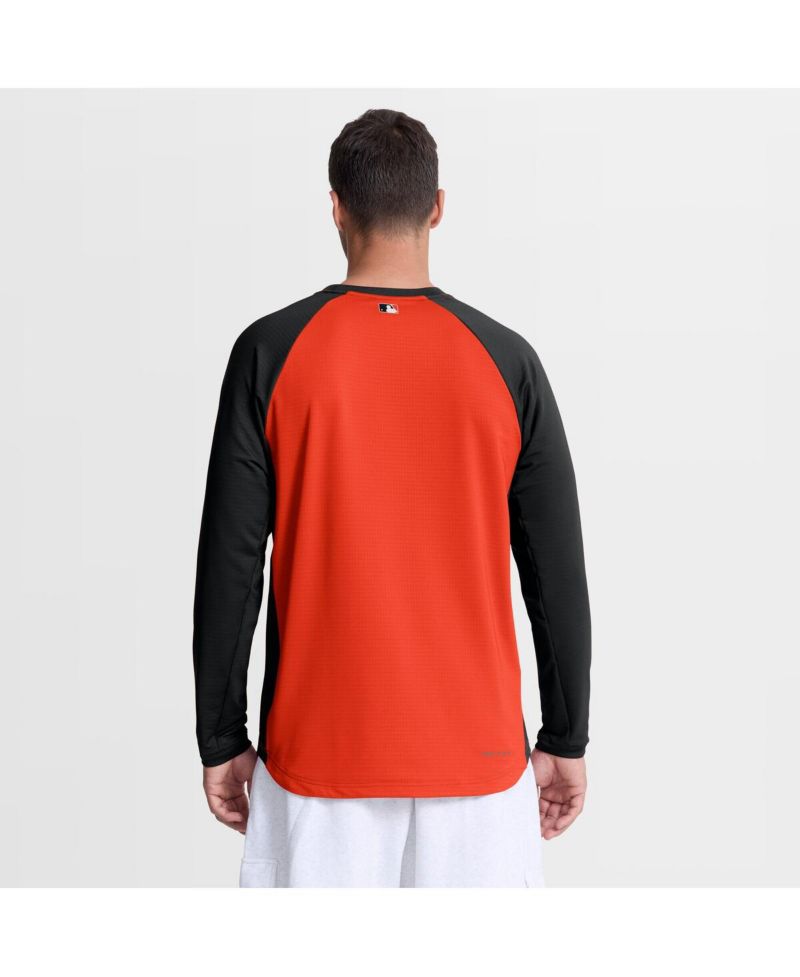 Men's Orange Baltimore Orioles Authentic Collection Raglan Dri-FIT Sweatshirt