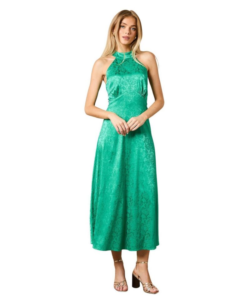 Women's Bias Halterneck Midi Dress