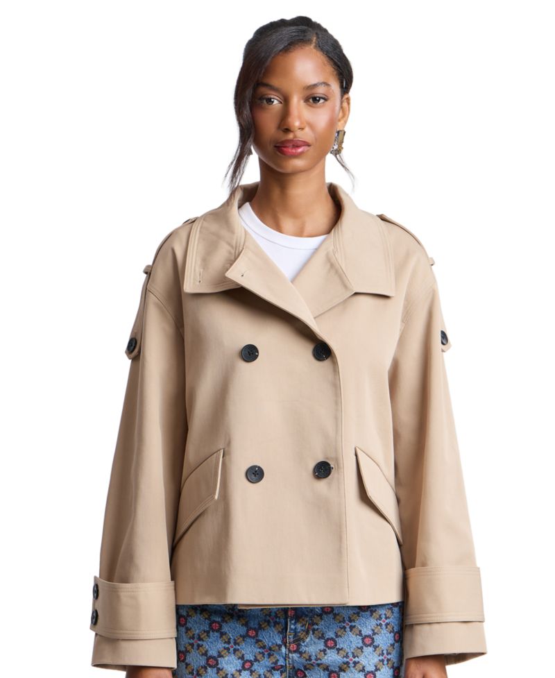 Women's Double-Breasted Short Trench Coat