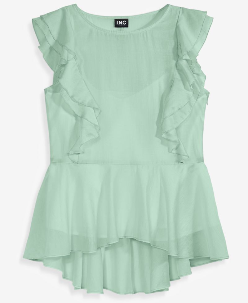 Petite Ruffle-Sleeve Peplum Blouse