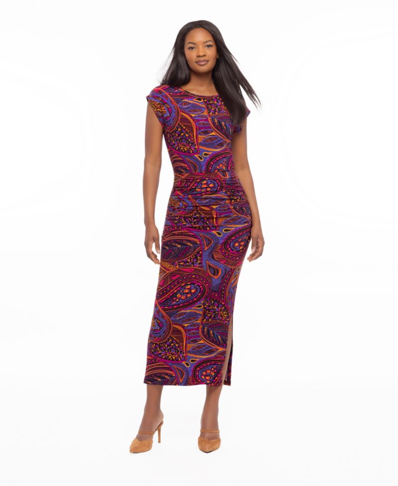 Women's Cali Built-in Shaping Scoop Neck Ruched Maxi Dress