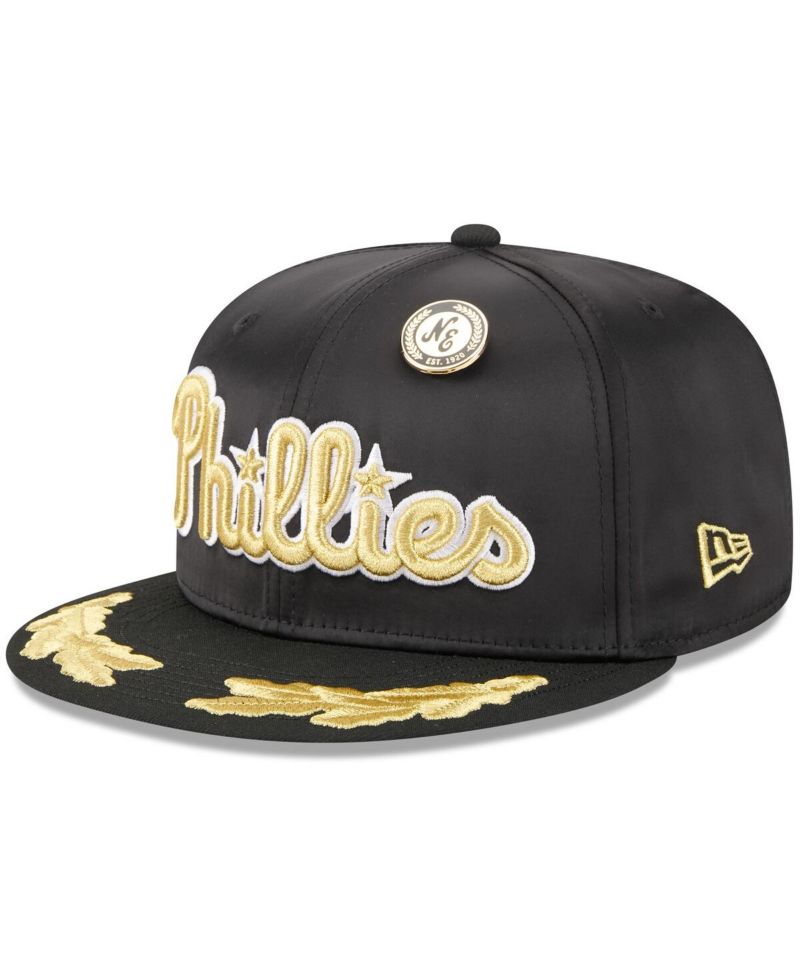 Men's Black Philadelphia Phillies 2025 59FIFTY Day Gold Leaf 59FIFTY Fitted Hat