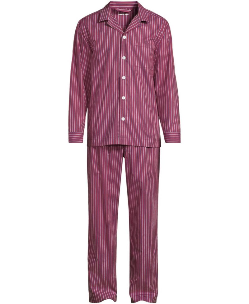 Men's Long-Sleeve Striped Essential Top and Pants, 2-Piece Pajama Set