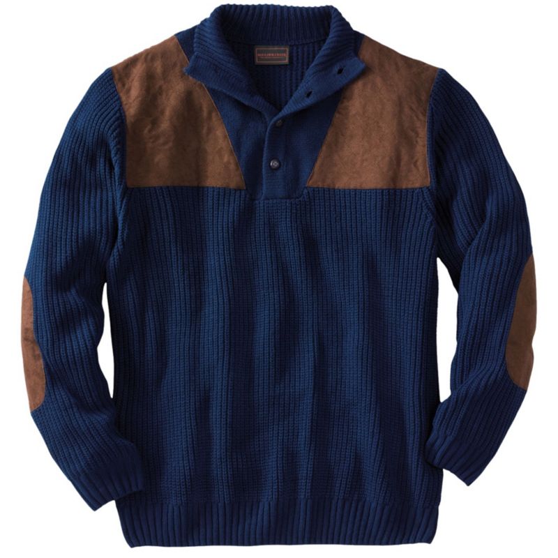 Men's by KingSize Patch Sweater with Mock Neck