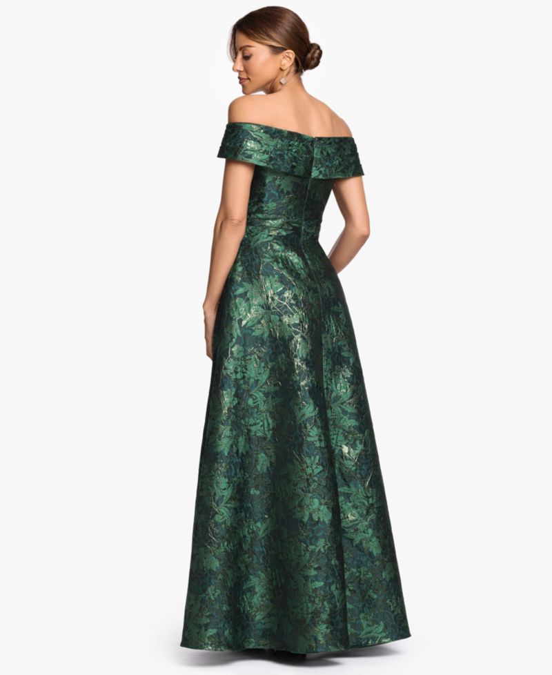 Women's Off-The-Shoulder Brocade Print Ball Gown