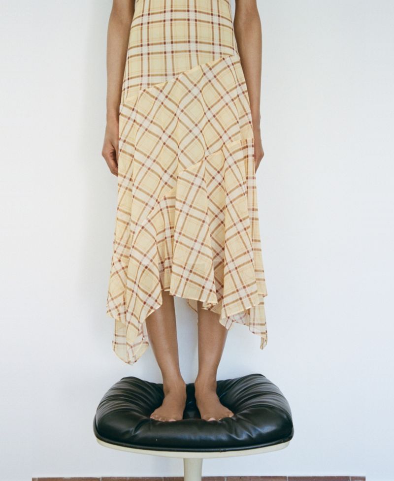 Women's Check Asymmetrical Dress