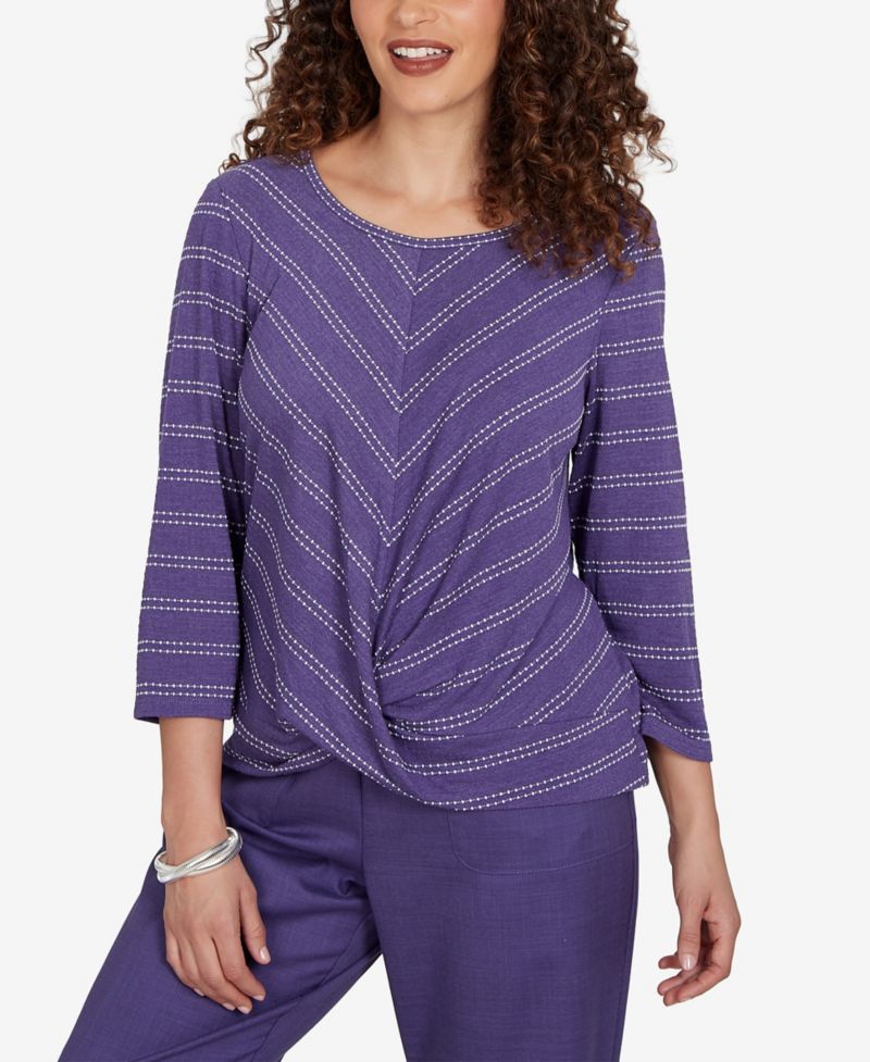 Petite Grand Bazaar Twisted Hem Chevron Top