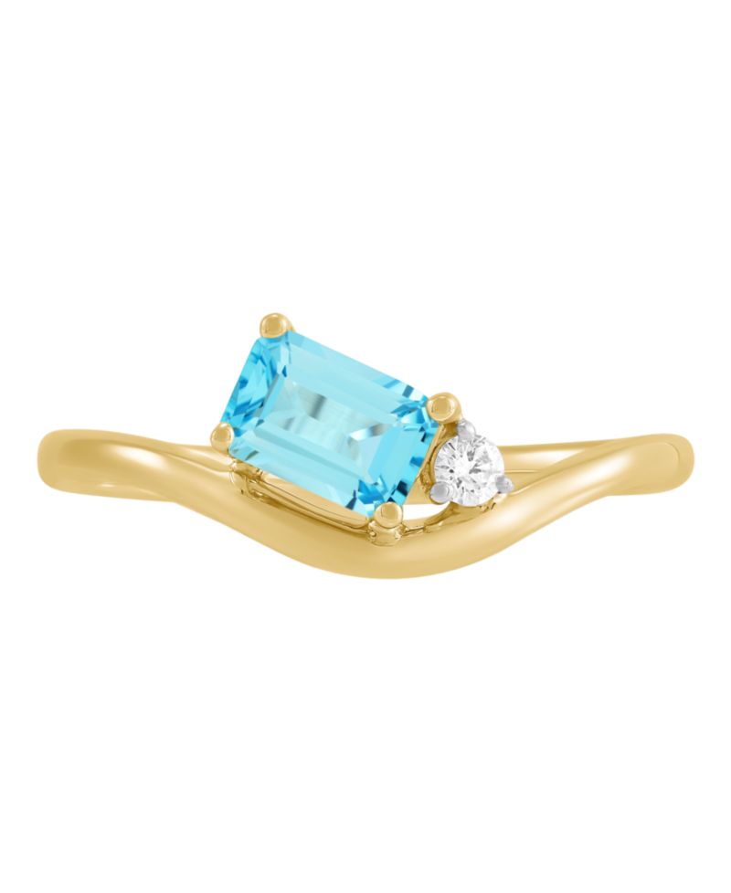 Swiss Blue Topaz (5/8 ct. t.w.) & Diamond Accent Ring in 14k Yellow Gold-Plated Sterling Silver