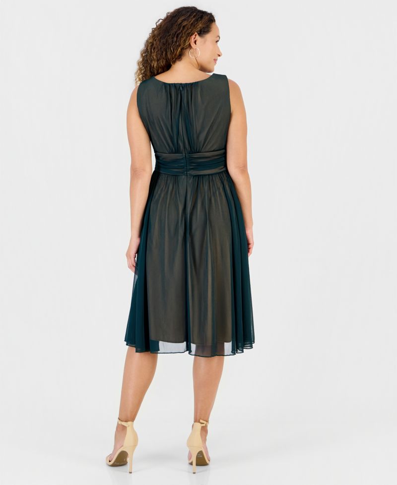 Plus Size Sleeveless Chiffon Midi Dress