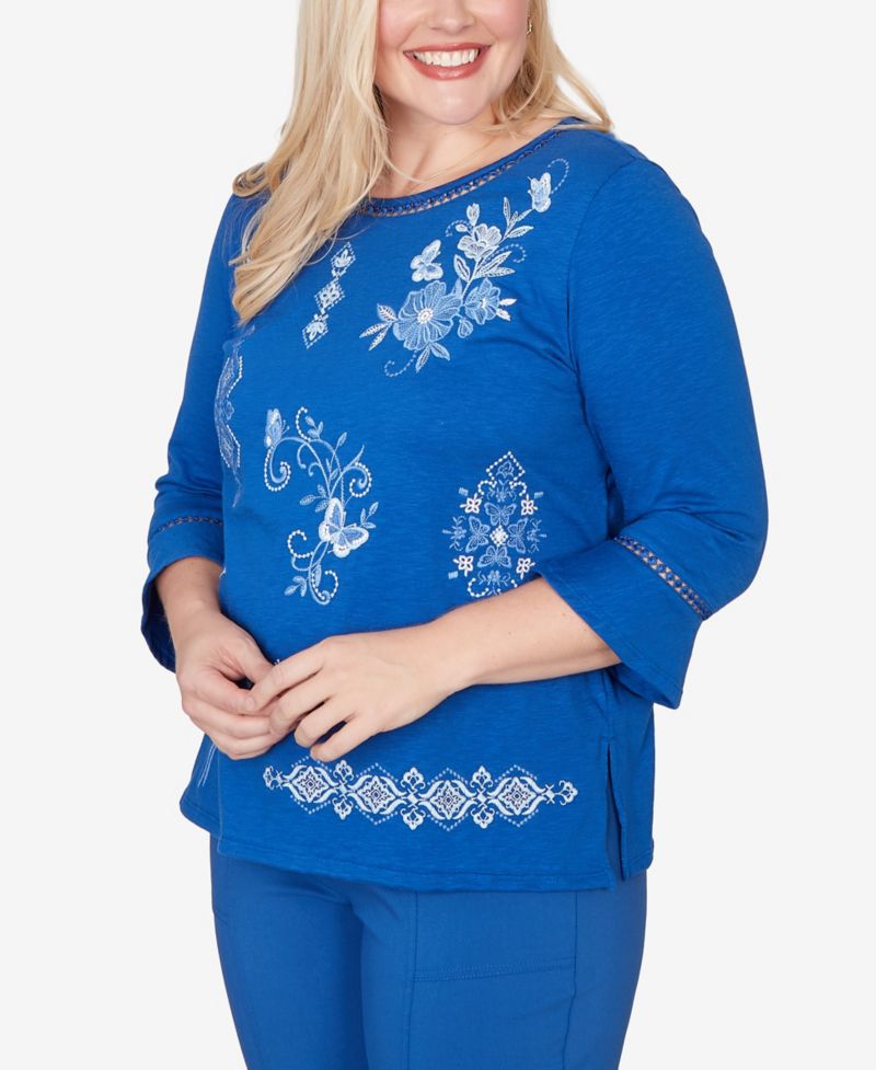 Women's The Royal Treatment Placed Floral Medallion Embroidered Top