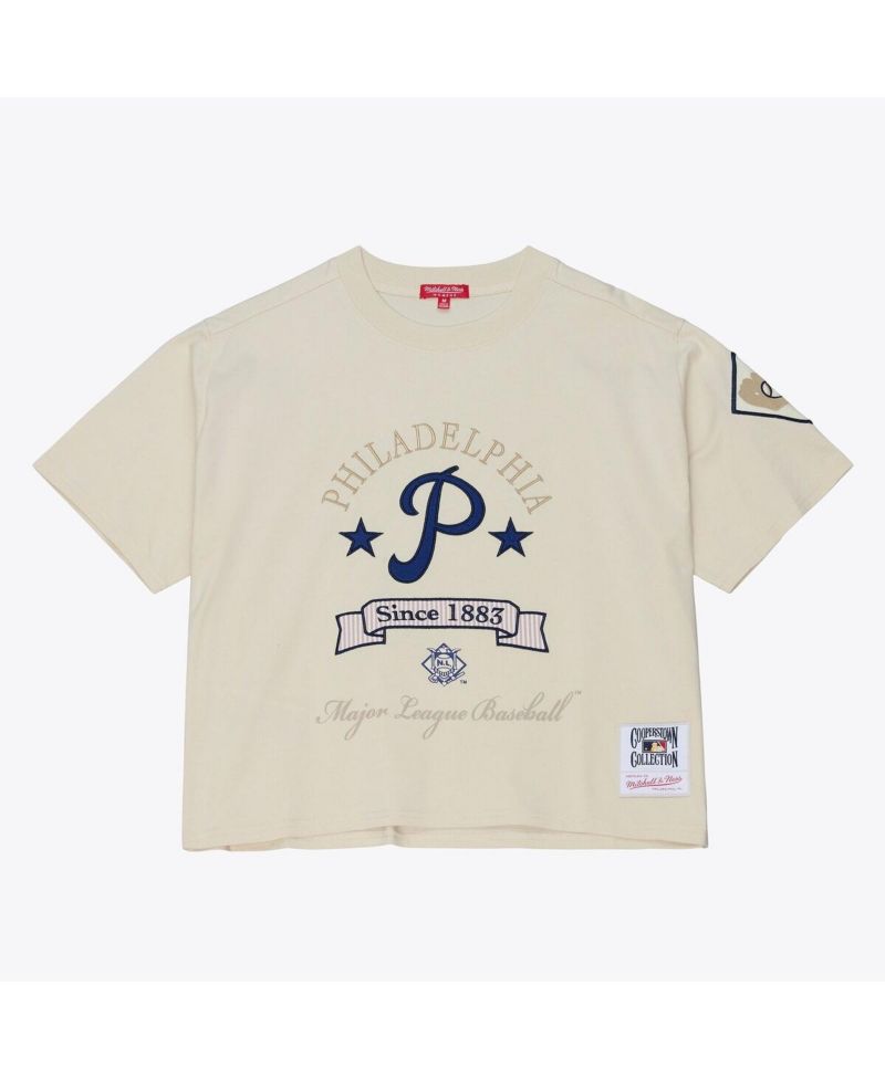 Women's Cream Philadelphia Phillies Cooperstown Yacht Rock Boxy Cropped T-Shirt