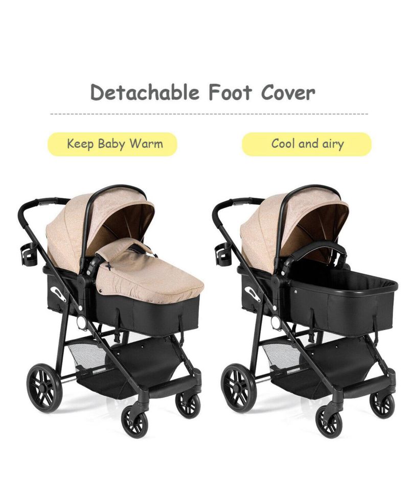 2-in-1 Baby Pushchair with Foldable Design for Newborn Infants