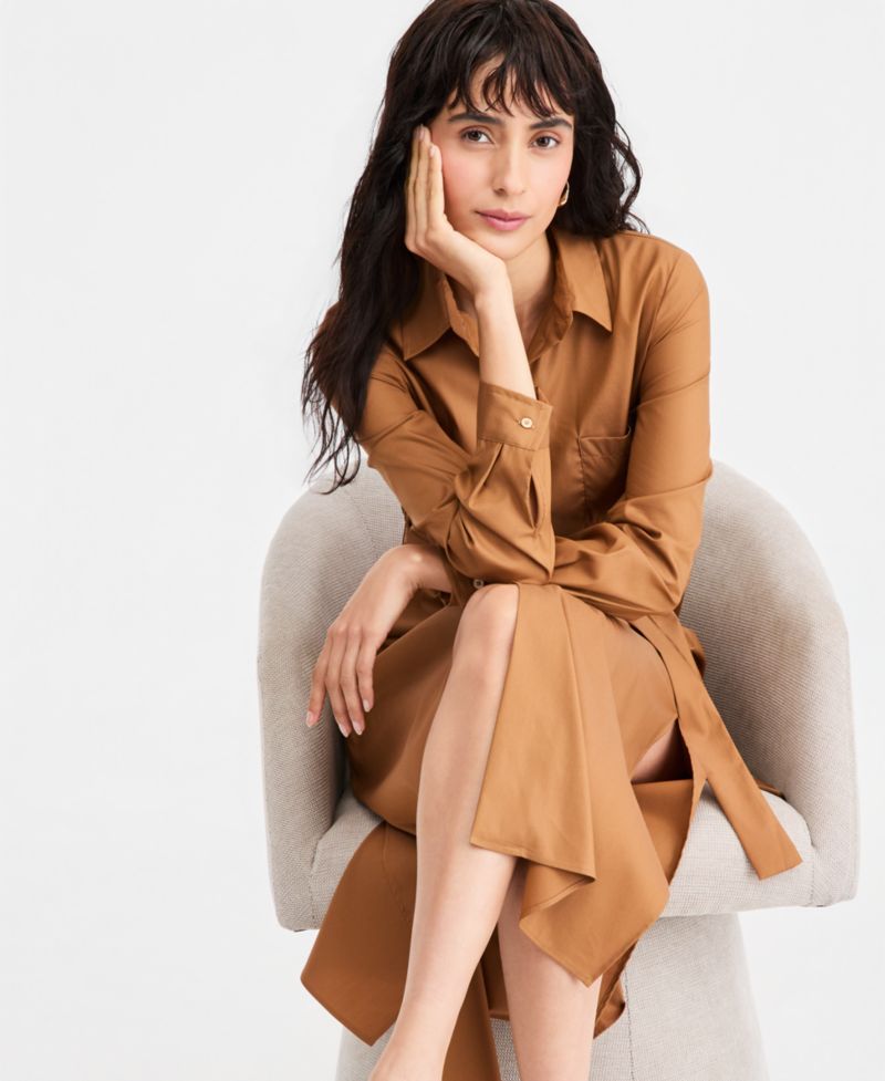 Women's Emmdischi Long-Sleeve Midi Collared Dress