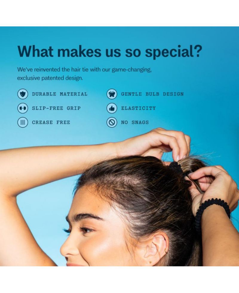 Spring Back Hair Bands - No-Snag Elastic Bands for Medium Hair - Gentle Ponytail Holders - 12 Pack