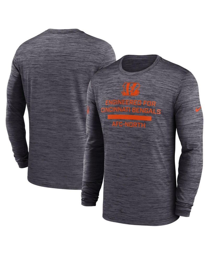 Men's Black Cincinnati Bengals Sideline Velocity Performance Long Sleeve T-Shirt
