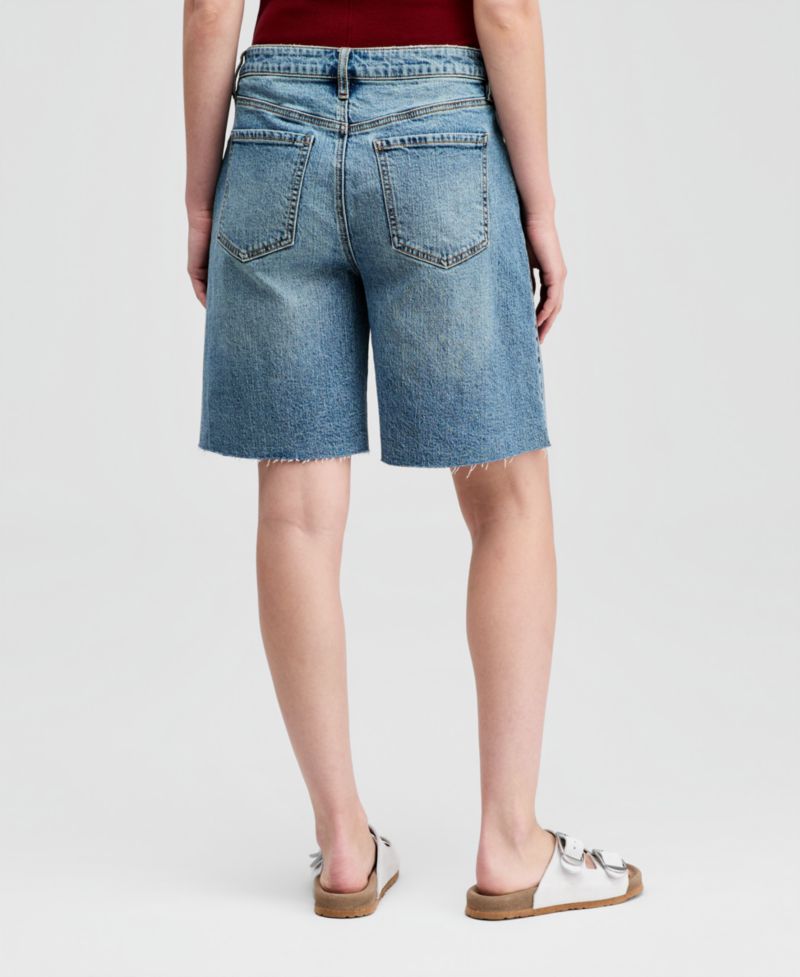 Women's Tie-Waist Raw-Edge Jorts