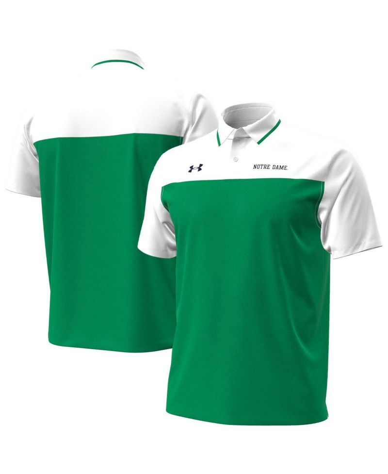 Men's Green/White Notre Dame Fighting Irish Green Blocked Polo Shirt