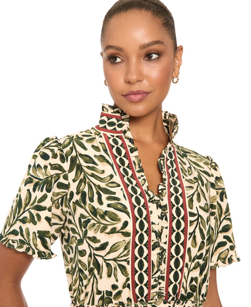 Petite Floral-Print Tiered A-Line Dress