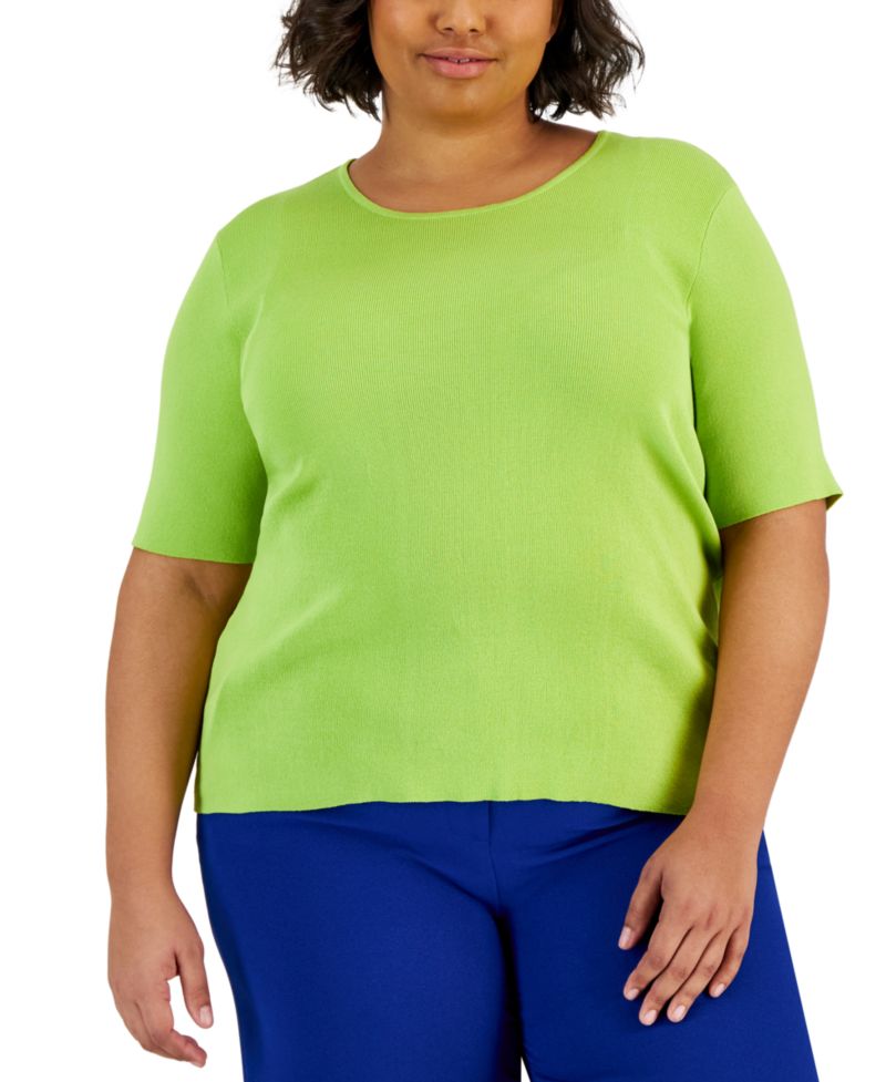 ASL Plus Size Elbow-Sleeve Sweater T-Shirt