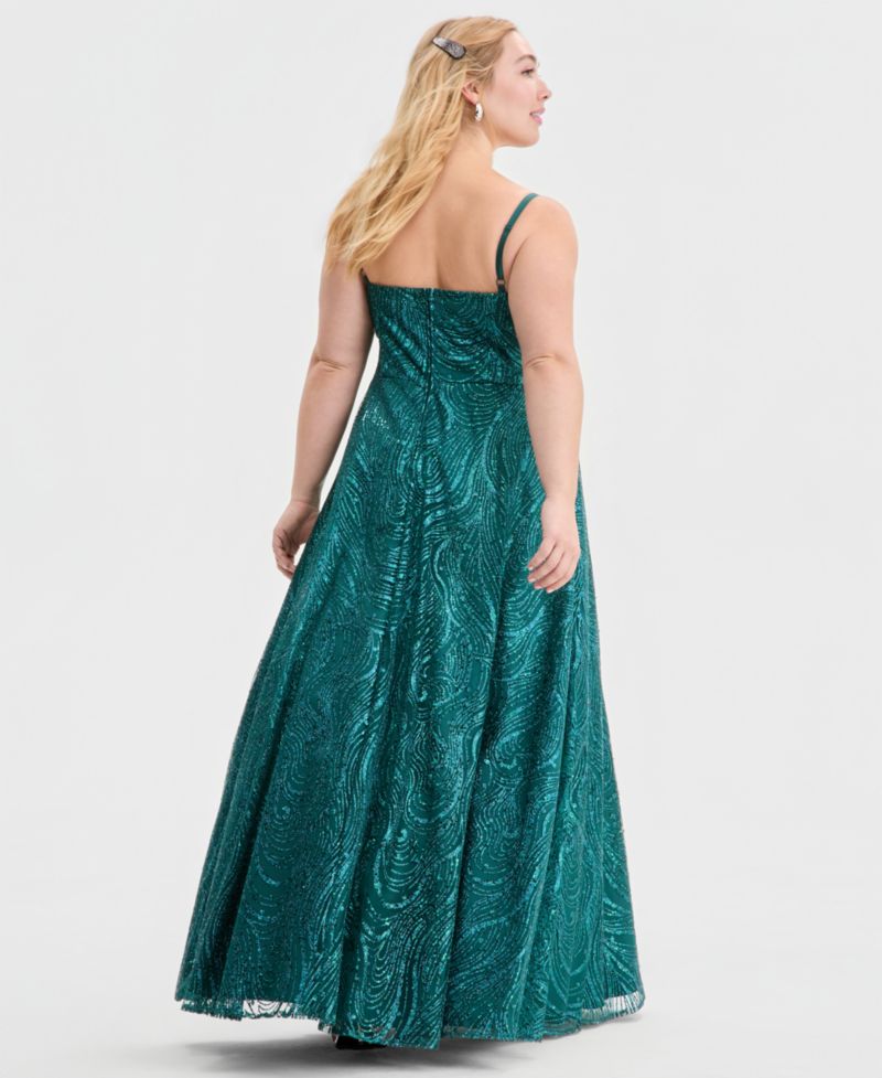 Trendy Plus Size Sequin Glitter Ball Gown, Created for Macy's
