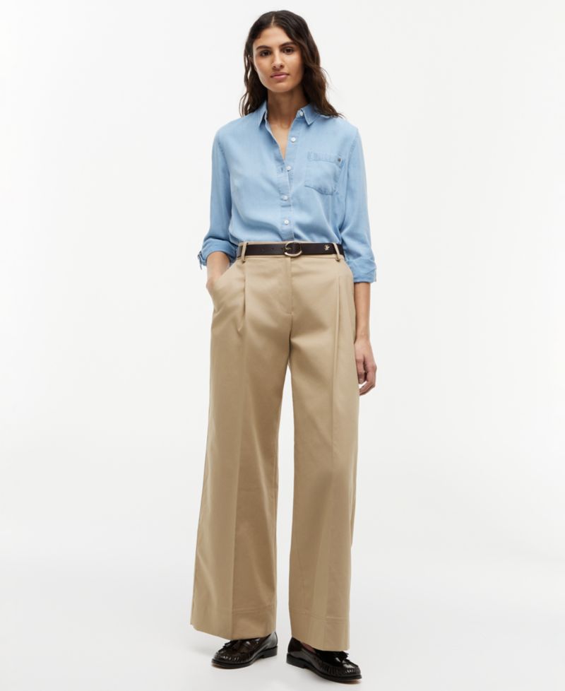 Women's Cotton Wide-Leg Chino Pants