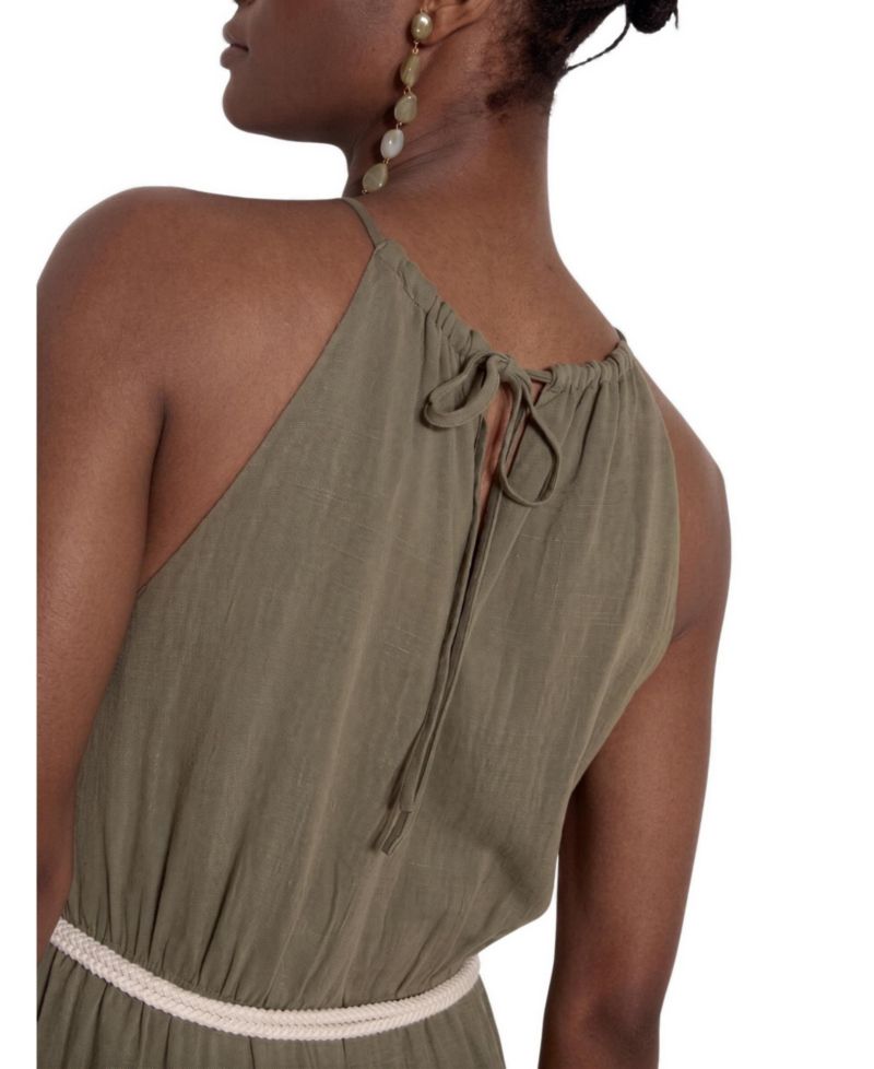 Women's Halter Neck Rope Belt Jumpsuit