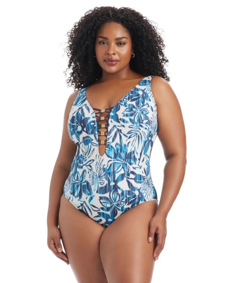Plus Size Turning Tides Full Coverage One-Piece Swimsuit
