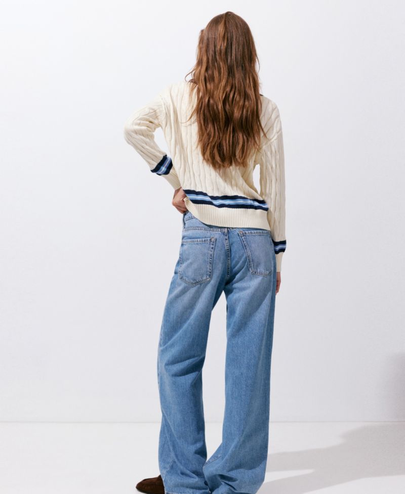 Women's Cable-Knit V-Neck Sweater