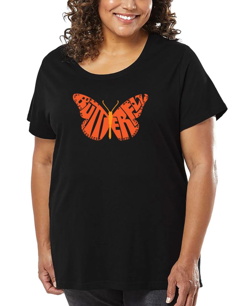 Plus Size Butterfly Word Art T-Shirt