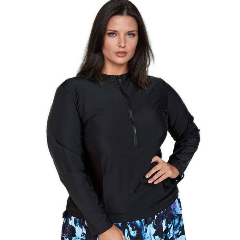 Plus Size Half-Zip Nora Swim Top
