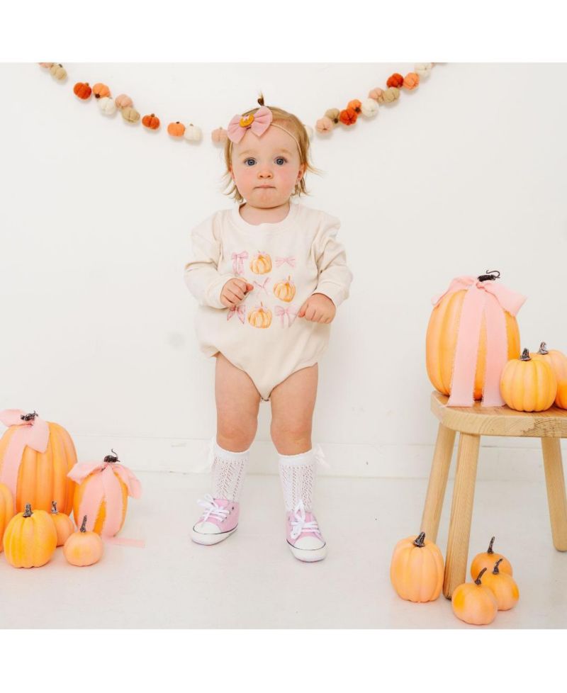 Baby Girls Coquette Pumpkin Long Sleeve Romper