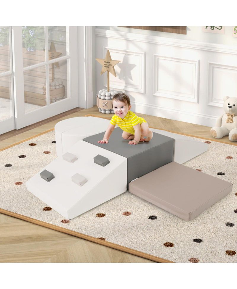 Six-Piece Toddler Soft Play Set with Climbing Triangle
