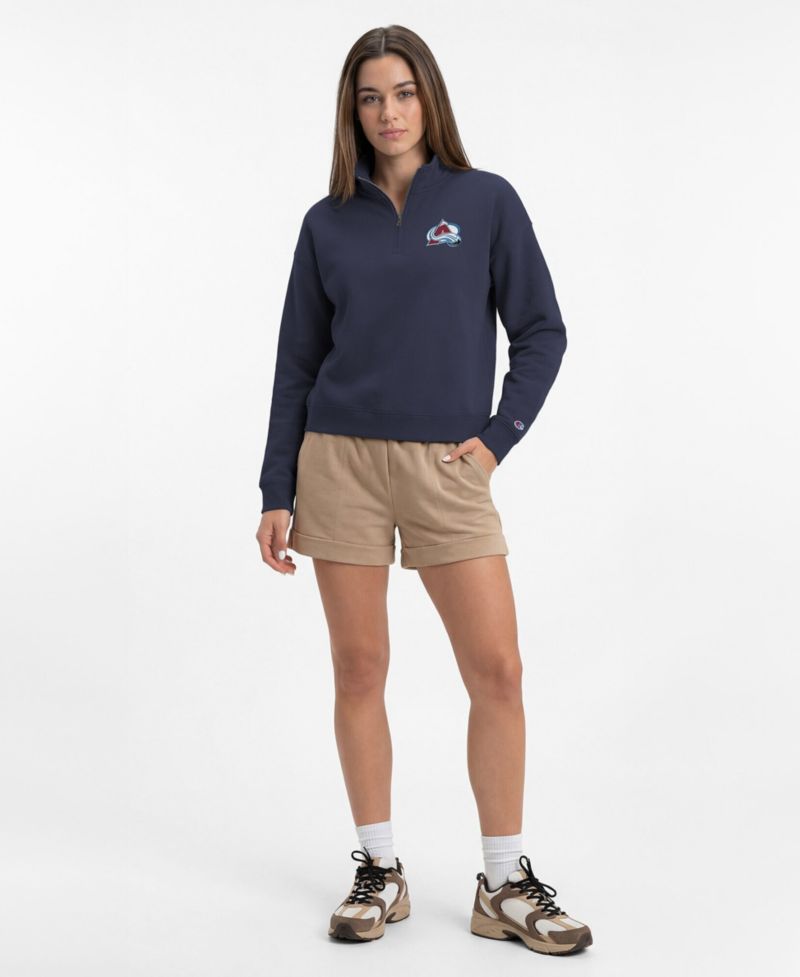 Women's Navy Colorado Avalanche Power blend Quarter-Zip Sweatshirt