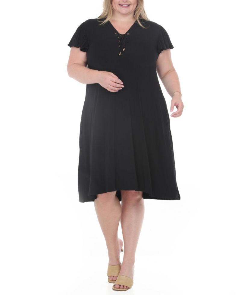 Plus Size V-Neck Tie-Front Shift Dress