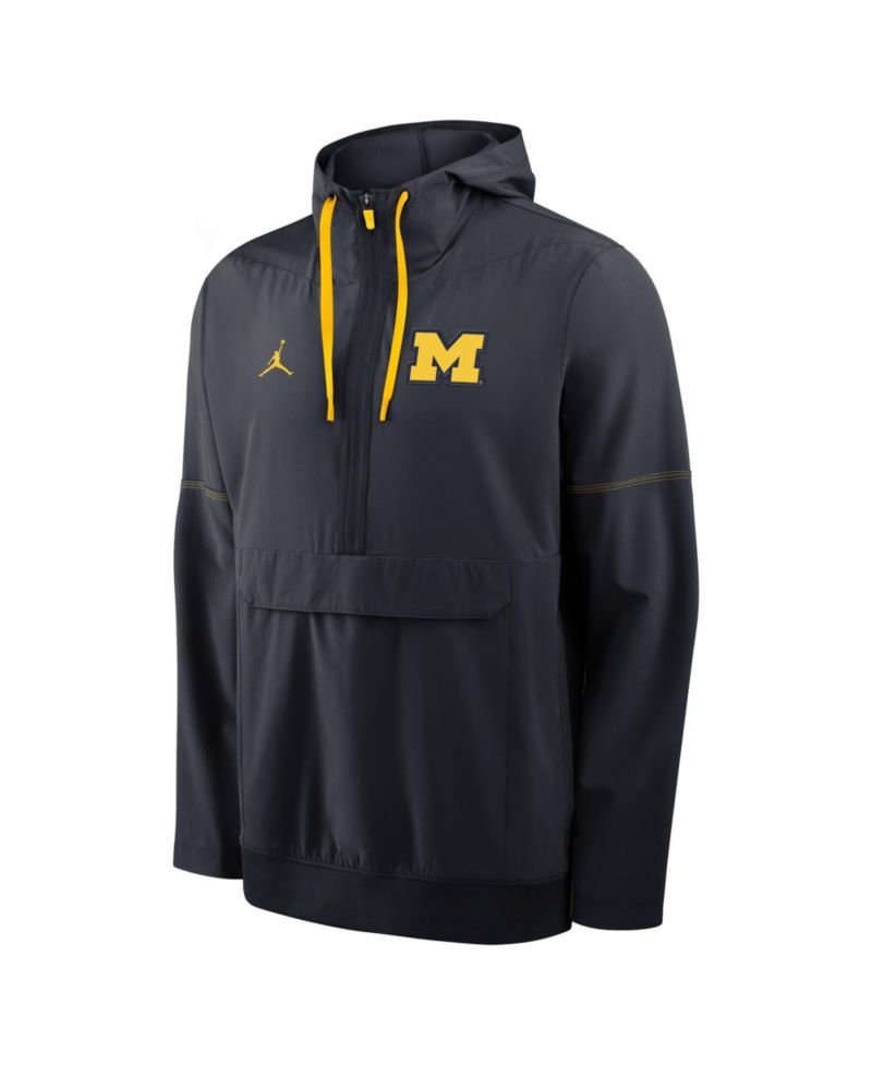 Men's Navy Michigan Wolverines 2026 Sideline Anorak Half-Zip Hoodie